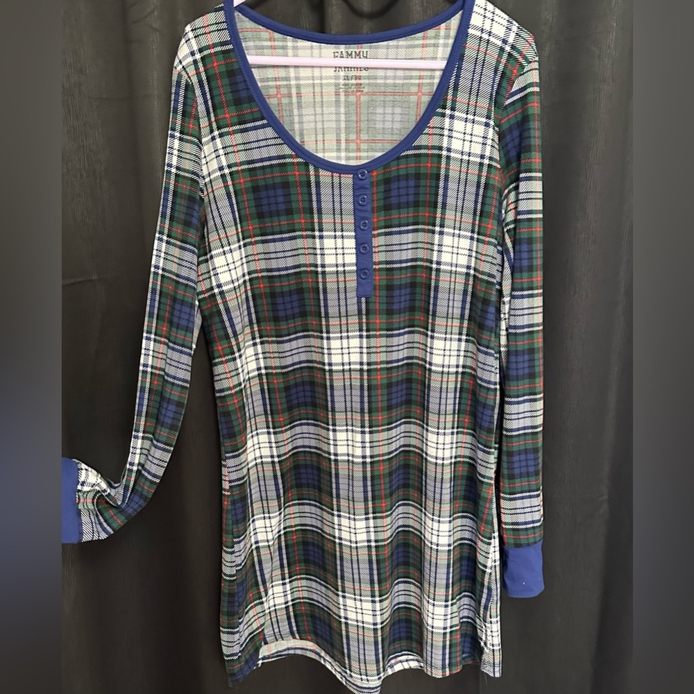 Fammy Jammies Soft Xmas Nightdress Pajamas Plaid